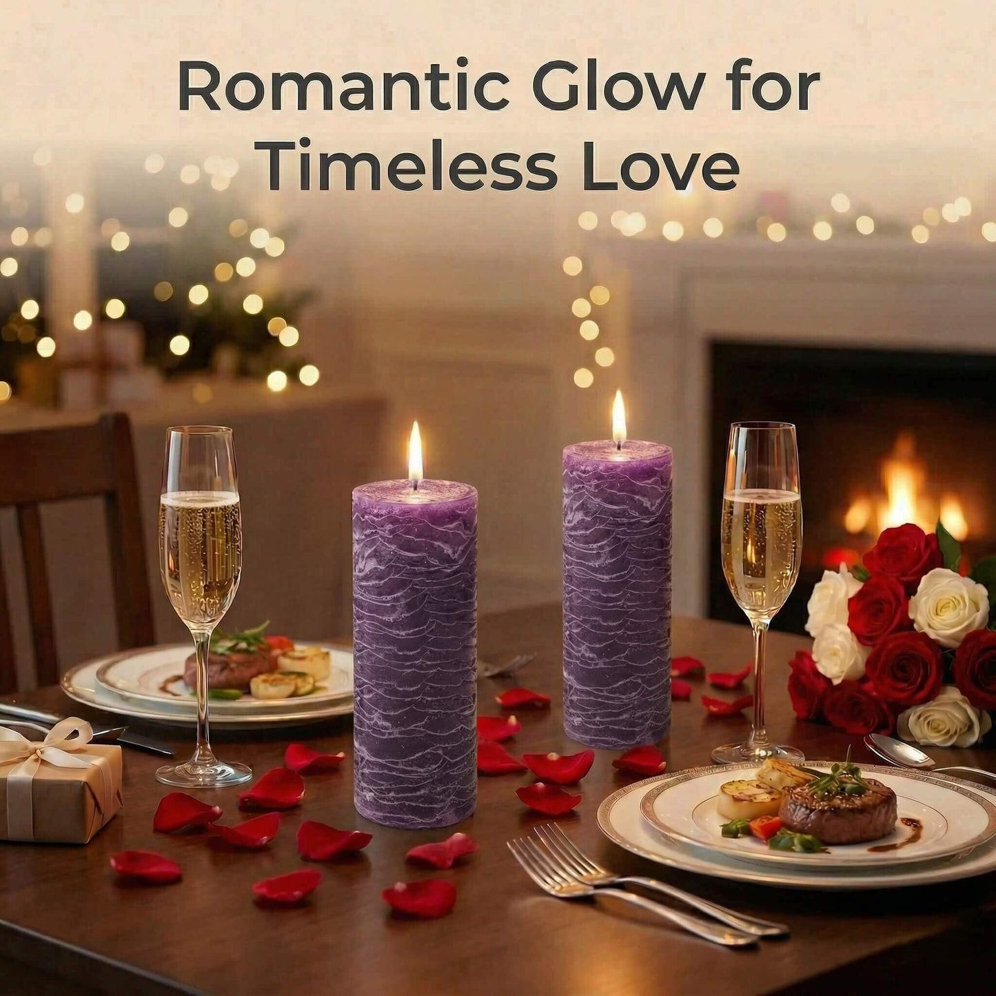 Richland Set of 3 Pillar Candles 3" x 6" Unscented (Purple Rustic) for Weddings Home Holidays Relaxation Spa Church