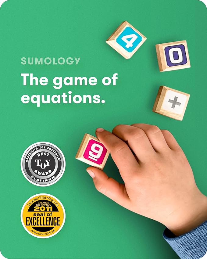 SimplyFun Sumology Math Game - One of The Most Fun Math Games for Kids Ages 8-12 - Practice Addition Subtraction Multiplication and Division - 2 or More Players or Play in Teams!