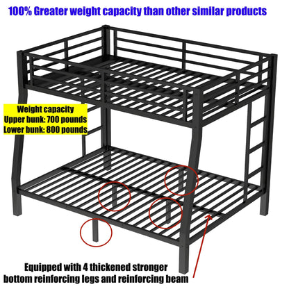 LUCALEO Latest Upgraded & Stronger Thickened Metal Bunk Bed Twin XL Over Queen Size, Heavy Duty Safer More Stable Steel Bunkbeds (Greater Weight Capacity) (Twin XL Over Queen)
