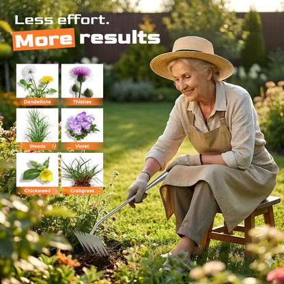 LOOHOI Weed Puller Tool, Manual Weeder with Deep Root Removal, Heavy Duty 304 Stainless Steel Weed Remover for Garden, Faster Than Step Weeders