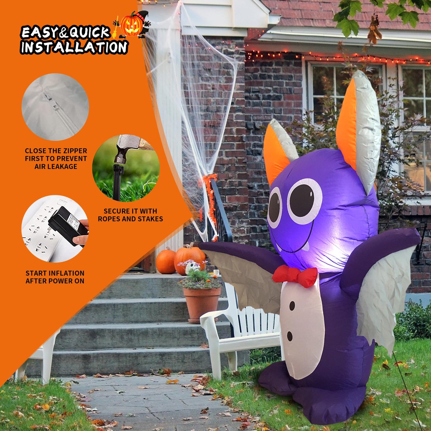 DearSun 6FT Halloween Inflatable Fierce Cerberus with Build-in LED Lights, Blow up Halloween Inflatable Outdoor Indoor Decorations Large Party Yard Decoration (Fierce Cerberus)