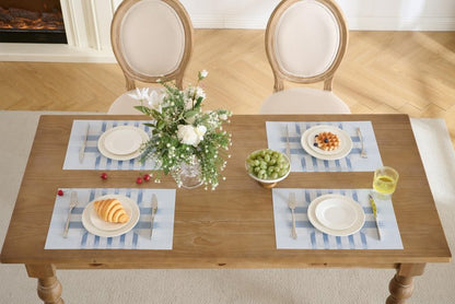 Leetaltree Geometric Print Blue Placemats Set of 4 - Heat Resistant Non-Slip Place mats for Dining Table, Washable Durable PVC Vinyl Woven Table Mats (Geometric Blue, 4)