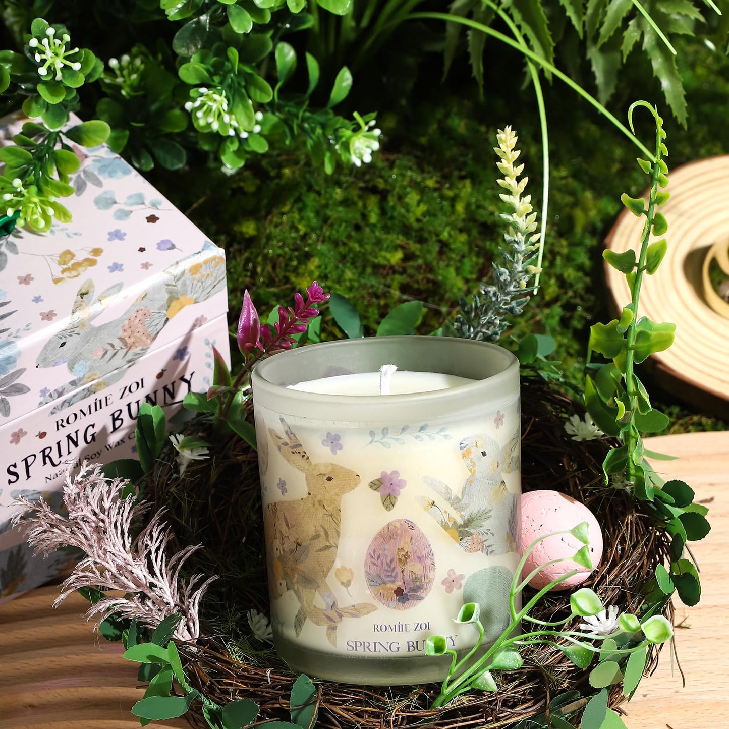 ROMIIE ZOI Easter Scented Candle - 6oz Soy Wax Candle, Fancy Bunny, Infused with Garden Bunny Aroma