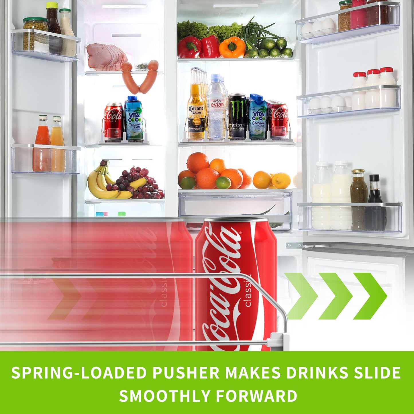 Drink Organizer for Fridge, Soda Can Dispenser for Refrigerator, Automatic Drink Dispenser for Fridge Holds up to 25 Cans, 5 Row