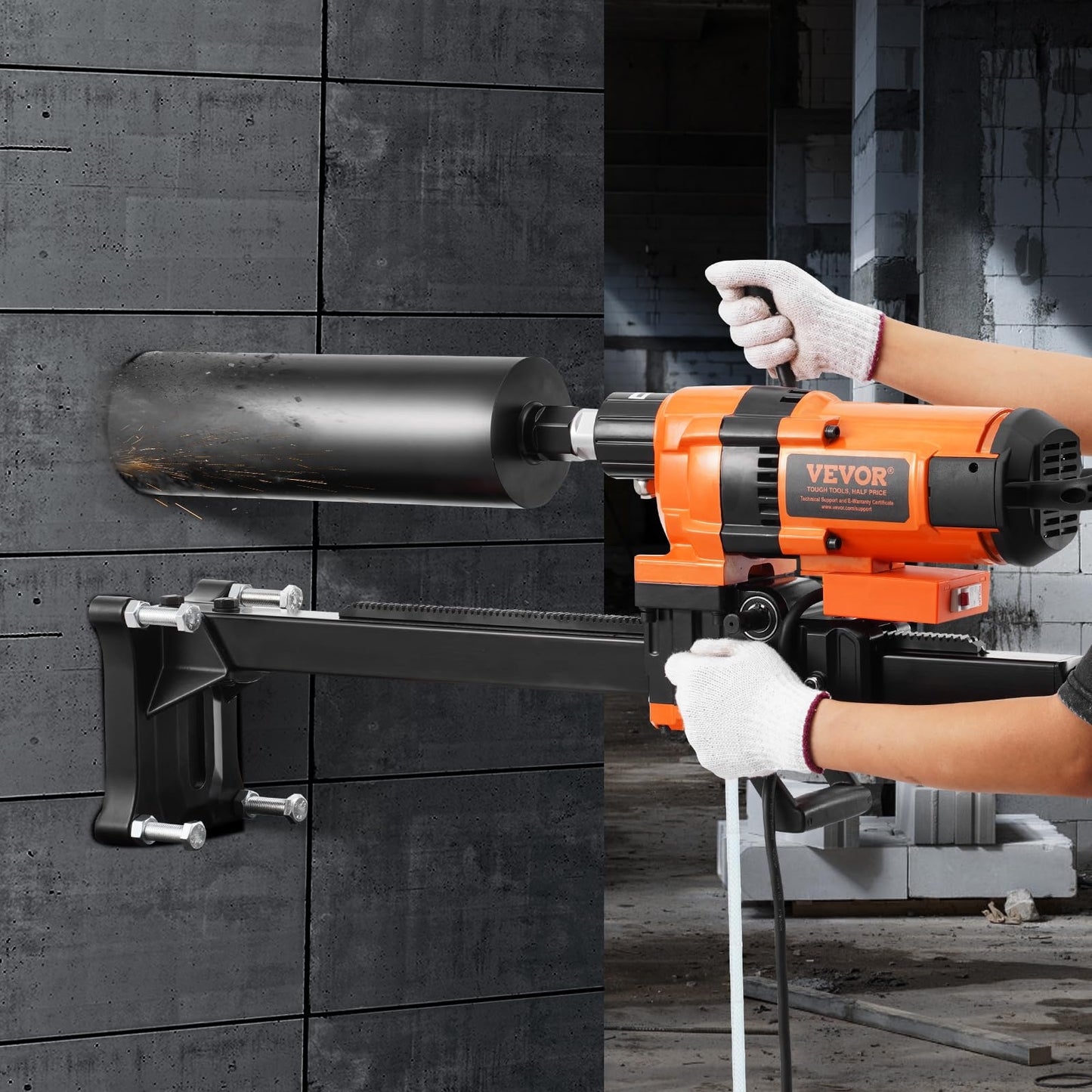 VEVOR Core Drill Machine, 0.8-11.8in Drilling Diameter Diamond Core Drill Rig with Stand and Core Drill Bit, 3500W Rugged Concrete Core Drill, Wet and Dry Use, For Concrete, Brick, Marble