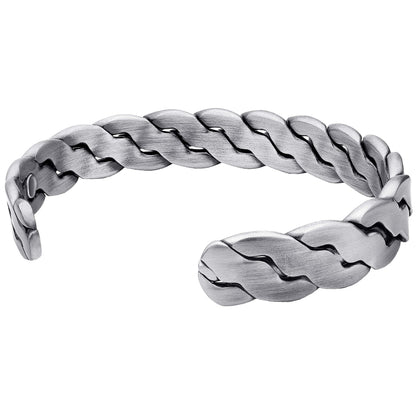 MagnetRX® Copper Magnetic Bracelets – Effective Pure Copper Bracelet for Men and Women – Copper Cuff Adjustable Bracelet Bangles (Twisted Brushed Silver)