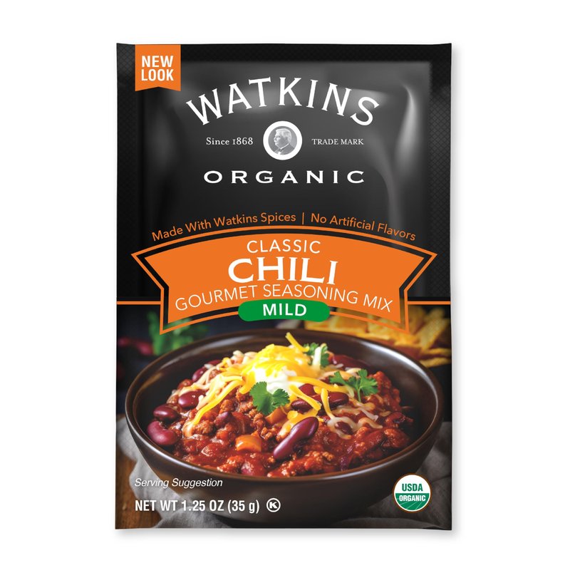 Watkins Organic Gourmet Seasoning Mix, Mild Chili, 1.25 Oz. Pouch, 1 Count