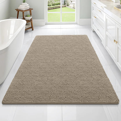 OLANLY Large Bath Rugs - Extra Soft Chenille, Quick Dry & Machine Washable | 70x46 Warm Taupe