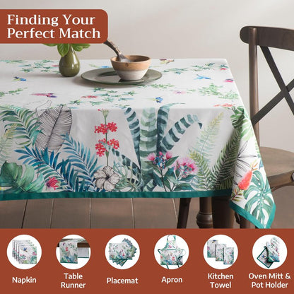 Maison d' Hermine Table Cloth Rectangle Table 100% Cotton 60 x 120 Inches Tablecloth Reusable Decorative for Dining Kitchen Room Farmhouse Home Gifts for Mothers Day Spring Summer - Tropiques