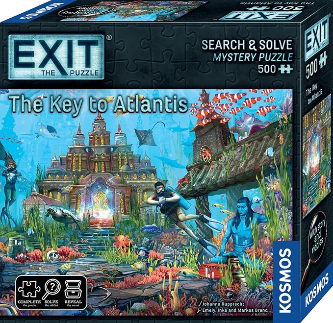 Thames &amp Kosmos EXIT: The Key to Atlantis | Adult &amp Kids Escape Room Game | 500-Piece Mystery Puzzle | Strategy Challenge | 1-4 Players | Age 10+