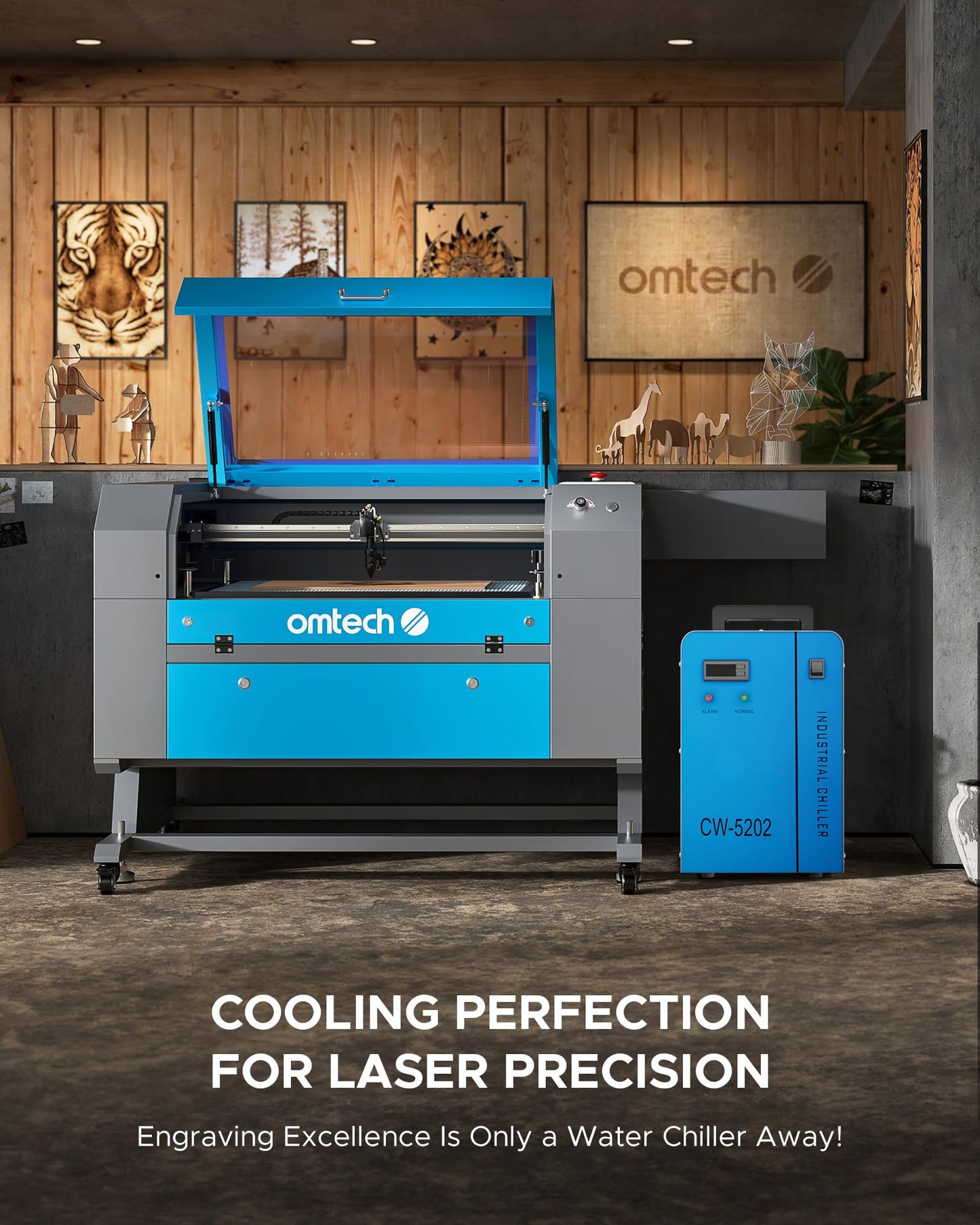 OMTech 6L Dual Industrial Water Chiller 0.9hp 3.2gpm 2 Inlets & Outlets Powerful Water Cooling System CW-5202 Water Cooler to Chill Two 60W 70W 80W 90W 100W 120W 150W CO2 Laser Engraving Machines