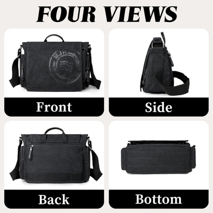 FSD.WG Satchel Messenger Bag for Men Canvas,Travel Shoulder bag 13.5" Laptop Bags