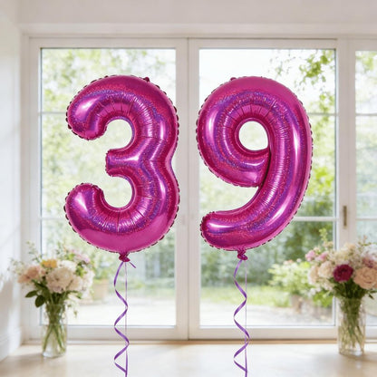 40 Inch Laser Hot Pink 1 Balloon for First Birthday, 1st Number Balloons Birthday Decorations for Girl Kids Toddler Baby, One Giant Number 1 Balloon