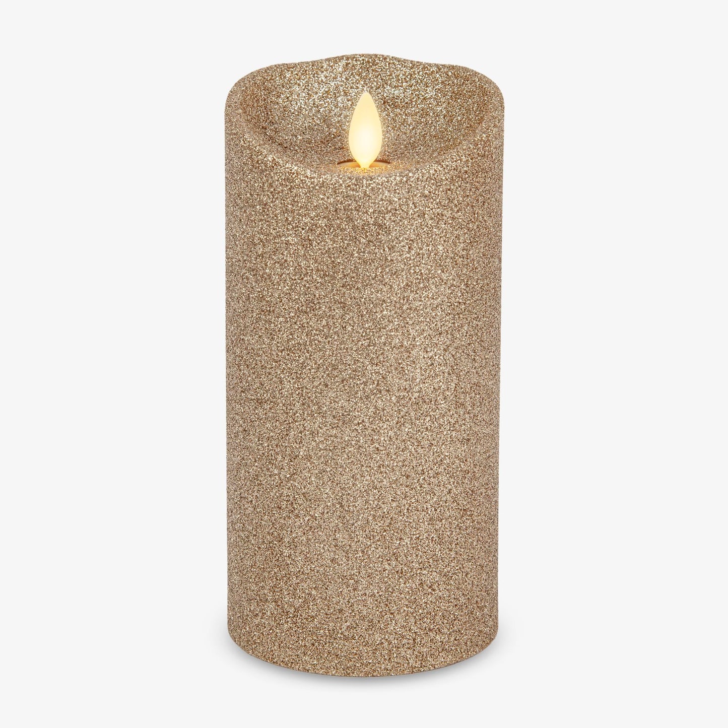 Luminara Glitter Flameless Candle Pillar (Champagne, 3.5" x 7")