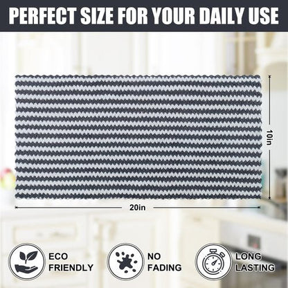 Homaxy Kitchen Towels(12 Pack, 10 x 20 inches), Ultra Soft and Absorbent Dish Towels, Reusable Fast Drying Microfiber Cleaning Cloth, Coral Velvet Wave Design No-lint, Dark Grey