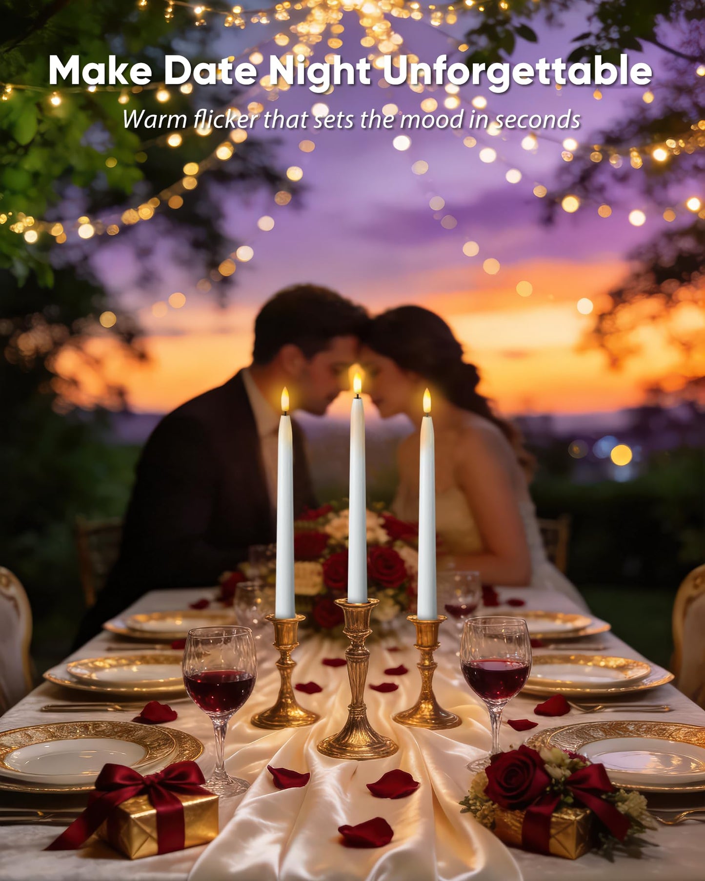 Homemory 11 inches Waxy Flameless Taper Candles with Remote Timer Dimmer, 3 Pcs Battery Operated Taper Candles with Flickering Flame, White LED Candlesticks for Wedding, Christmas Indoor Decoration