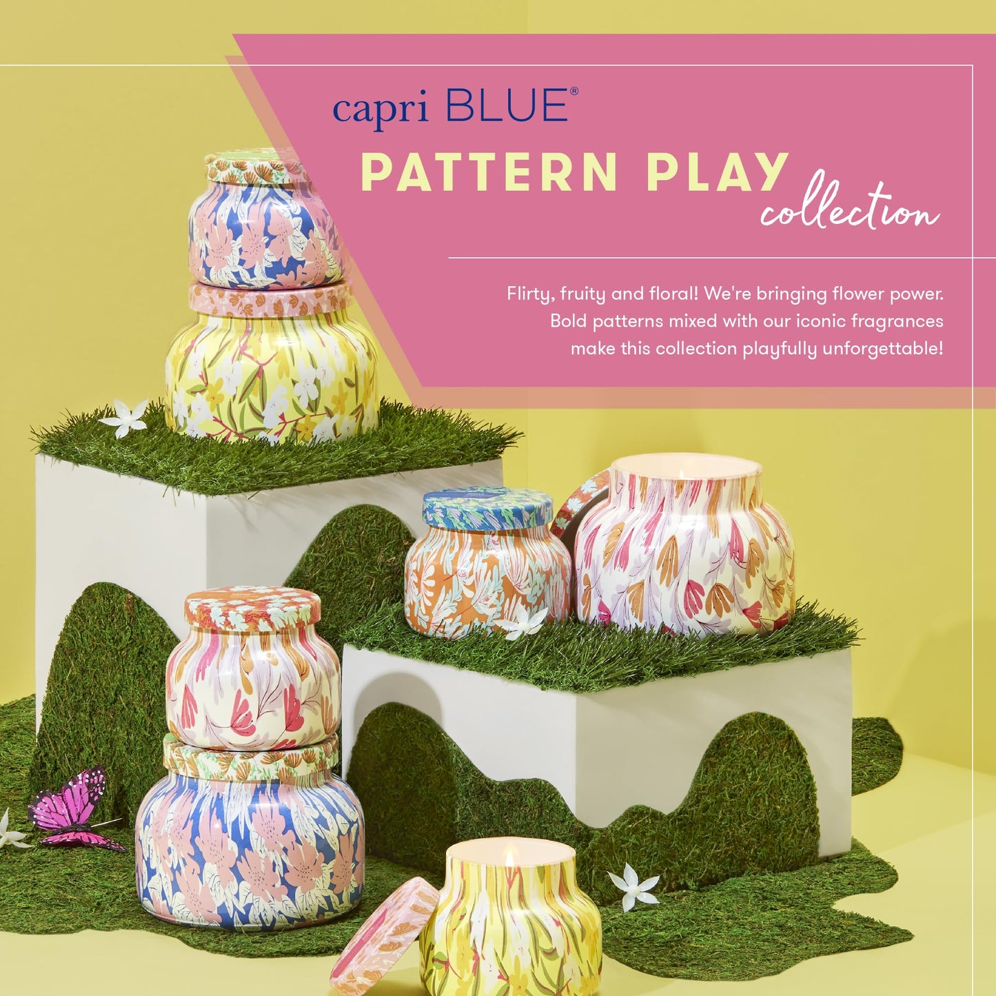 Capri Blue Scented Candles - Pattern Play Glass Jar Candles - Long Lasting Soy Wax Blend - Luxury Home Decor - Notes of Pineapple, Lemon Flower & Sugarcane - Gifts for Women (Pineapple Flower, 19 oz)