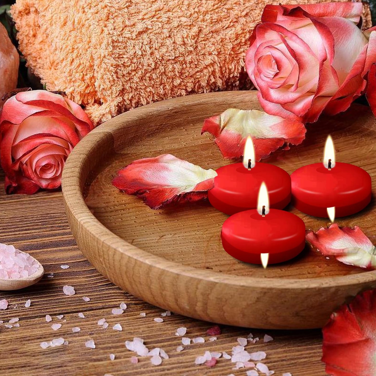 20 Pcs Floating Candles Centerpieces, 1.5 Inch Unscented Floating Candles, Warm Tealights Candles for Wedding, Night, Christmas, Valentine's Day,Home Decor and Party Decoration (Red+White (20pcs))
