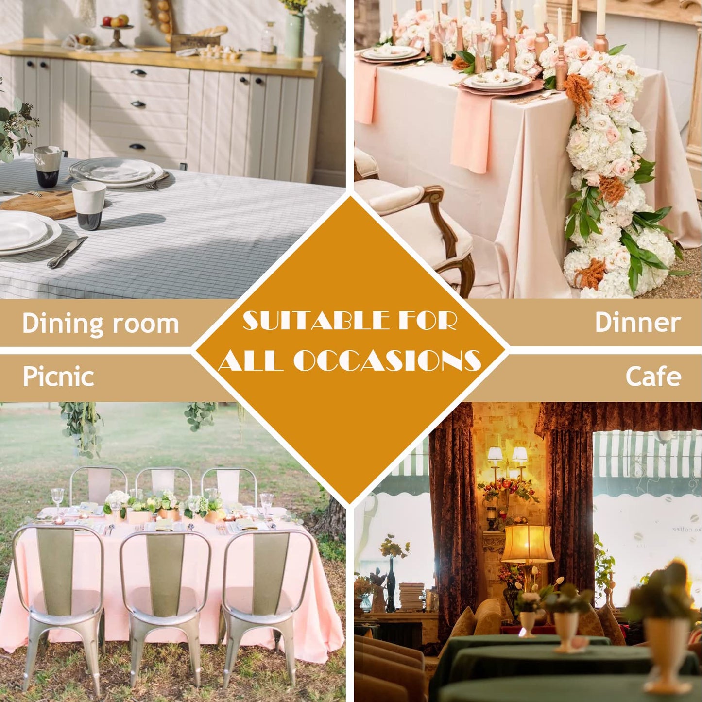 BALCONY & FALCON Table Cloth for 6 Foot Rectangle Tables – Waterproof, Wrinkle-Free Farmhouse Tablecloth for Dining, Kitchen, Wedding, Baby Shower & Holiday Gatherings (Ivory, 91" x 132")