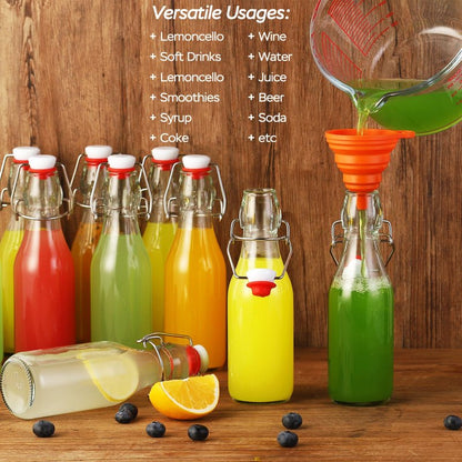 6 Pack 8.5oz Flip Top Glass Bottles,8.5oz swing top glass bottles with airtight lids for Home Brewing,2nd Fermentation,Kombucha,Kefir,Vanilla Extract,Juice,Tea,Beverages,Soda,Oils,Vinegar,Limoncello