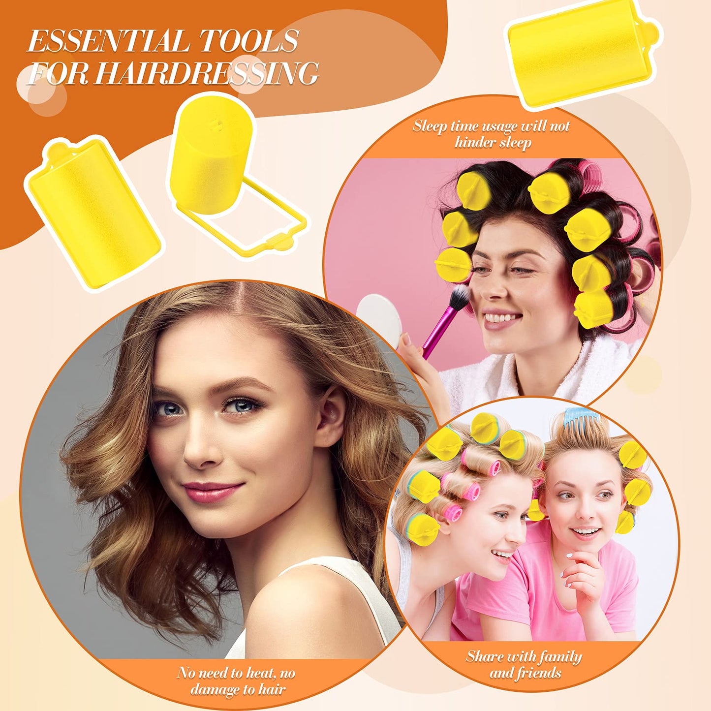 Geyoga 18 Pieces Sponge Hair Rollers Large Soft Foam Hair Styling Curlers Large Size Hairdressing Curlers for Women(Pink,1.6 x 2.8 Inches)