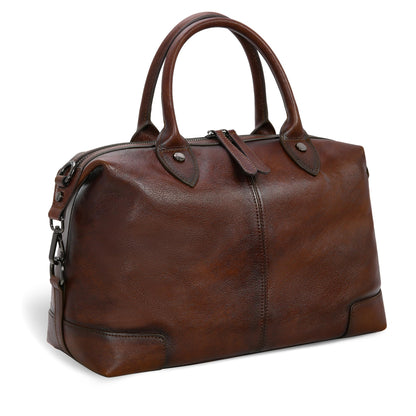 HESHE Genuine Leather Satchel Tote Bag for Women Leather Purse Large Capacity Top Handle Handbag Designer Shoulder Bags Vintage Cross Body Doctor Bag (Coffee)