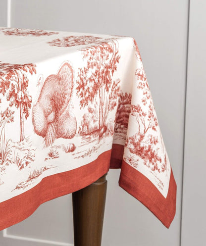 Maison d' Hermine Table Cloth Square Table 100% Cotton 60 x 60 Inches Fall Tablecloth Reusable Everyday Use for Thanksgiving Christmas Decorations Dining Farmhouse Party (Holy Jouy - Red)