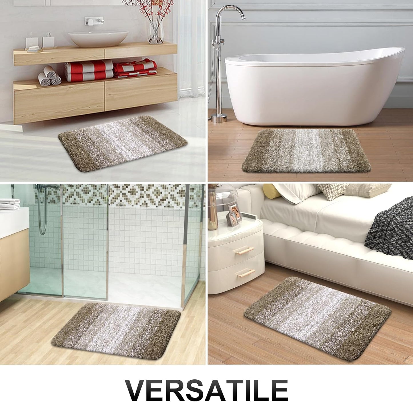 OLANLY Large Bath Rug Mat - Extra Soft Microfiber, Quick Dry, Machine Washable | 44x32 Coffee Color