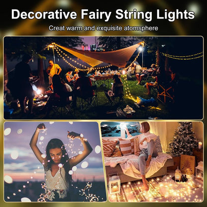 YPHSOL Fairy Lights Battery Operated String Lights 16.4ft 50LED Flashing and Constant Light Waterproof Silver Wire for Christmas DIY Party Wedding Decoration (Warm White, 2 Pack)