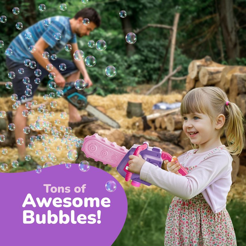 ArtCreativity Bubble Chainsaw for Kids, Electronic Bubble Blower Machine with Bubble Solution Included, Bubble Machine with Realistic Sound, Outdoor Girls Toy Ages 1 2 4 5 6 7 8