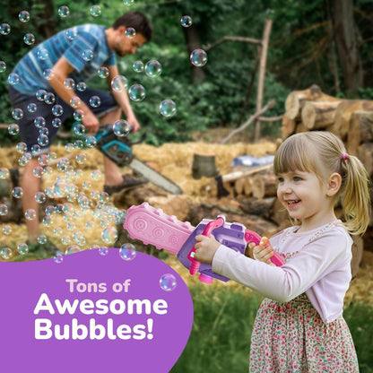 ArtCreativity Bubble Chainsaw for Kids, Electronic Bubble Blower Machine with Bubble Solution Included, Bubble Machine with Realistic Sound, Outdoor Girls Toy Ages 1 2 4 5 6 7 8