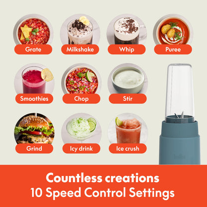 bella 6 Pcs Portable Rocket Blender, Juicer & Smoothie Maker, Press & Twist Design, EverGood™ & BPA Free Dishwasher Safe Parts, 4 Tip Stainless Steel Blade, Cord Wrap, 240 Watt Motor, Oatmilk