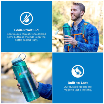 Nalgene 48 oz Wide Mouth Silo Water Bottle | BPA-Free, Durable & Leak Proof, Large & Lightweight for Hiking, Gym & Sports, Grey