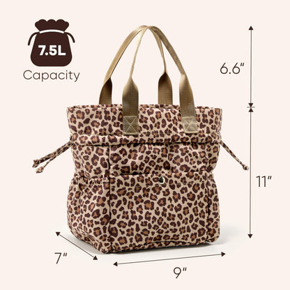 Yarnic Lunch Bag Women Insulated Lunch Bags,Cute Cheetah Reusable Lunch Box Stain-Resistant Lunchbox with Water Bottle Holder for Adult (Leopard)