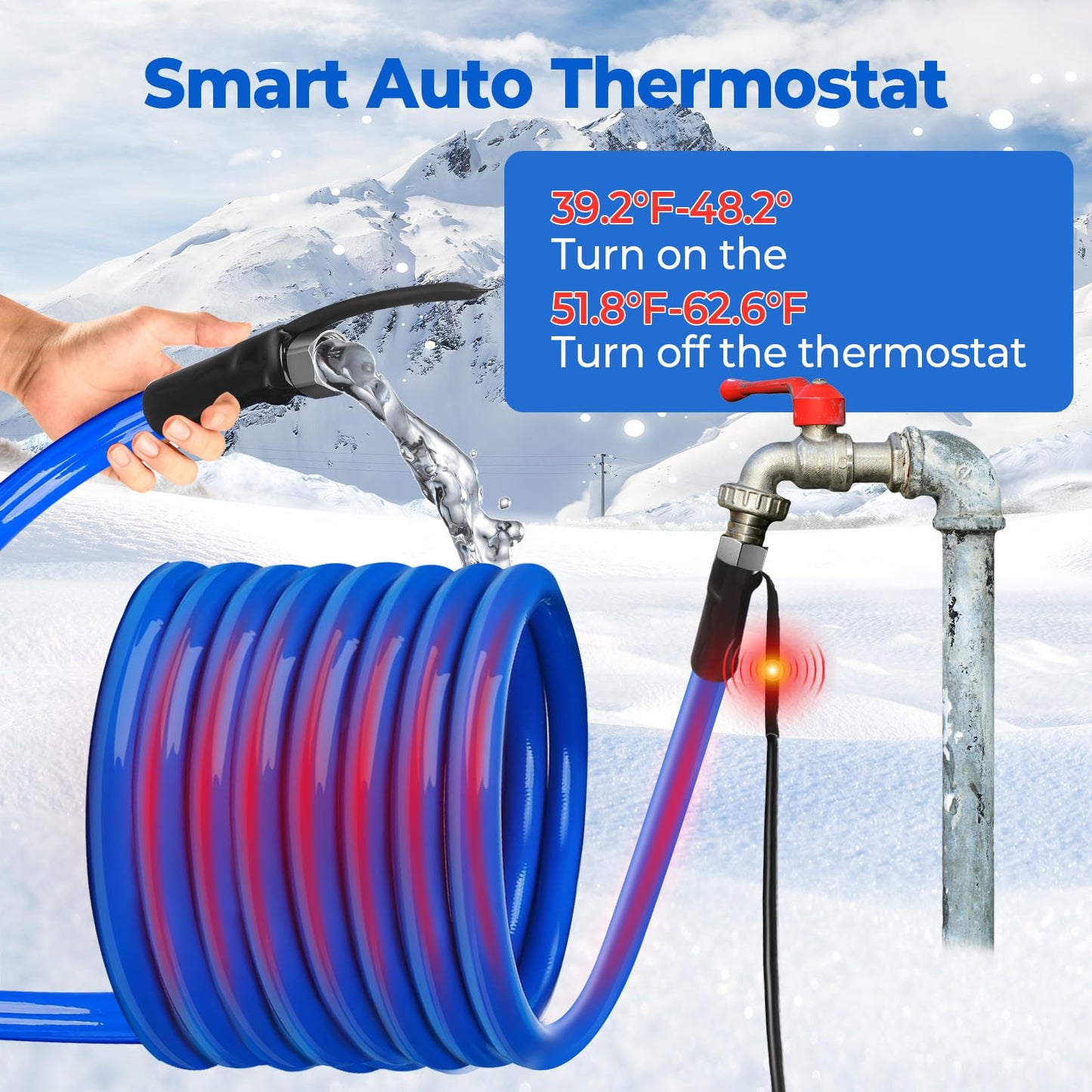 HOHOMETIC 30FT Heated Drinking Water Hose - RV Accessory, Heavy-Duty -45F Antifreeze