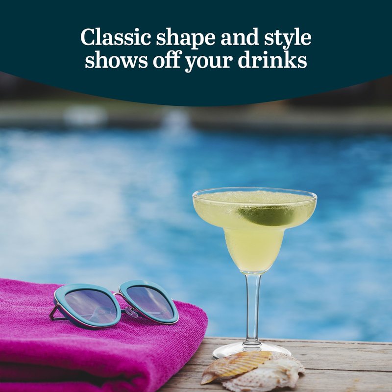 Libbey Margarita Party Glasses Set of 12, Durable Large Margarita Glass, 9 Oz Dishwasher Safe Stemmed Drinking Glasses Gift for Weddings, Parties and More