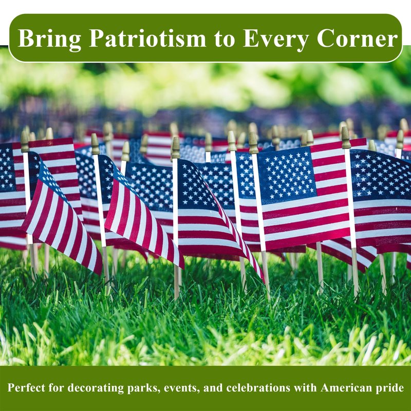 Pack of 100 Mini American Flags - 4x6 Inch Small American Flags on Sticks - Preassembled Handheld USA Flags for Memorial Day, 4th of July Decorations & Patriotic Events