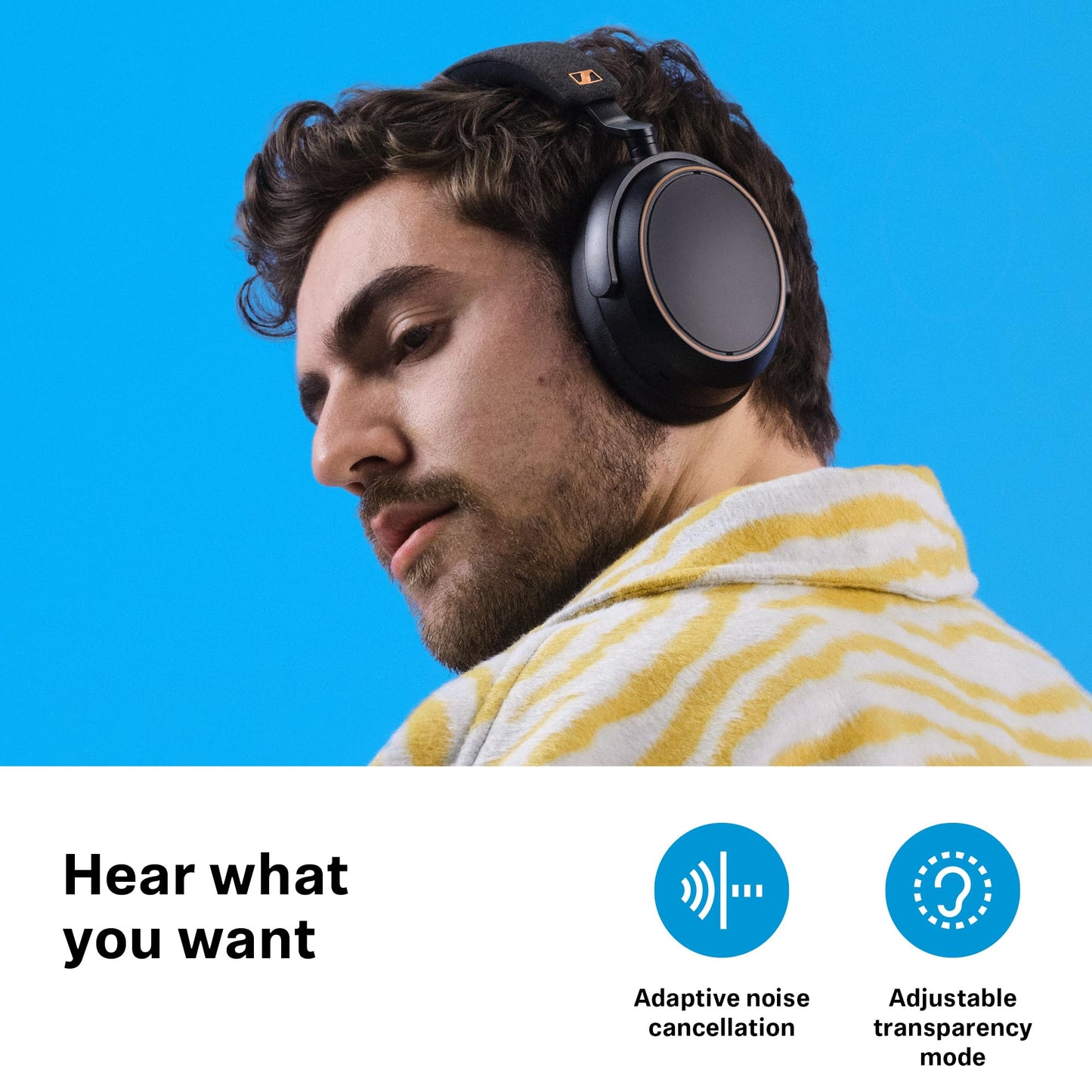 Sennheiser Momentum 4 Wireless Hi-Fi Headphones with Audiophile Sound, Bluetooth, Adaptive Noise Canceling, 60h Battery, Over-Ear Comfort, Foldable Design - Black/Copper (Renewed)