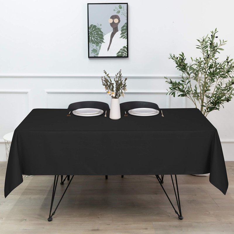 sancua Rectangle Tablecloth - 70 x 120 Inch - Stain and Wrinkle Resistant Washable Polyester Table Cloth, Decorative Fabric Table Cover for Dining Tables, Buffet Parties and Camping, Black