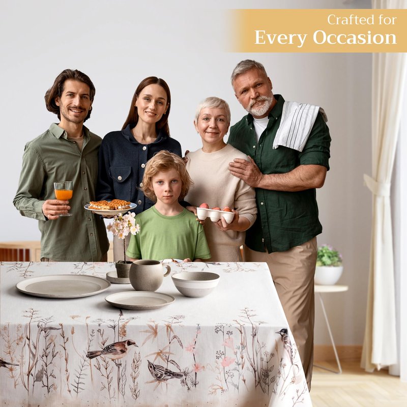Maison d' Hermine Table Cloth Rectangle Table 100% Cotton 70 x 108 Inches Tablecloth Reusable Decorative for Dining Kitchen Farmhouse Home Gifts for Mothers Day Spring Summer- Meadow Florals - Brown
