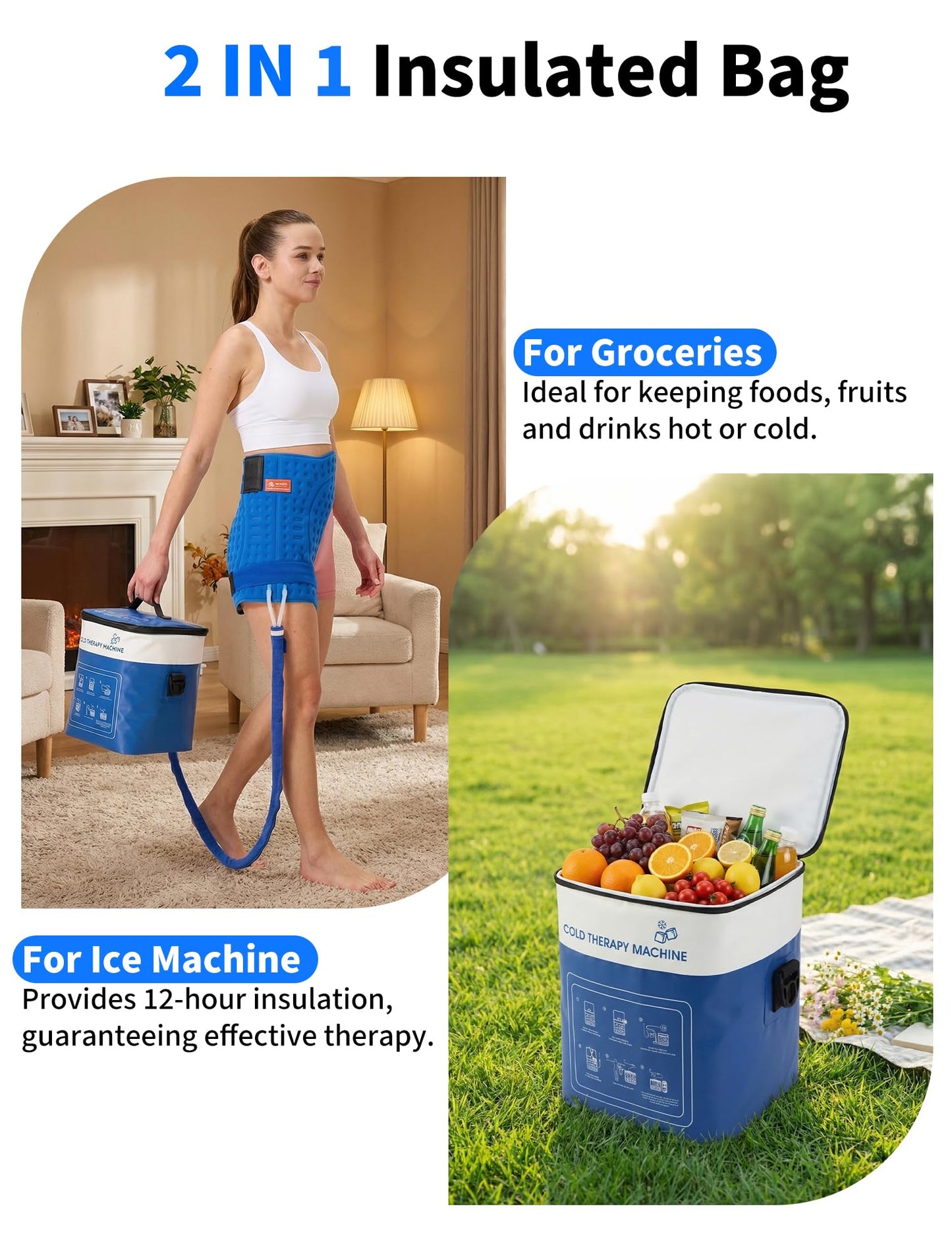 Cold Therapy Machine for Hip After Surgery with Pressure Regulator & Temperature Display, Ice Machine for Hip Replacement with Timer, Ice Wrap Pad Cryotherapy System for Post-Surgery Pain Relief