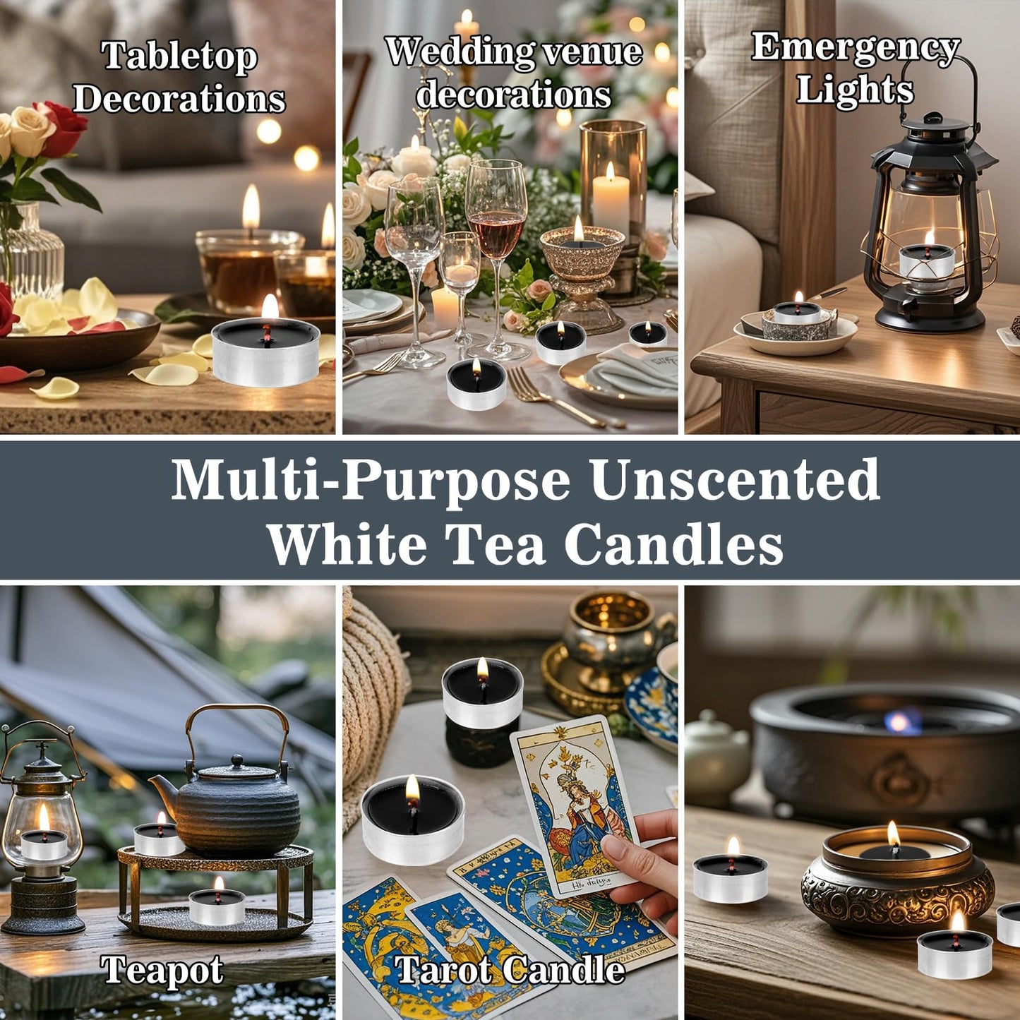 MAQIHAN Black Tealight Candles Bulk - Mini Votive Tea Tree Lights Tea Lights Candles with Cotton Wick for Home,Pool,Shabbat,Wedding,Emergencies,Christmas 25PCS