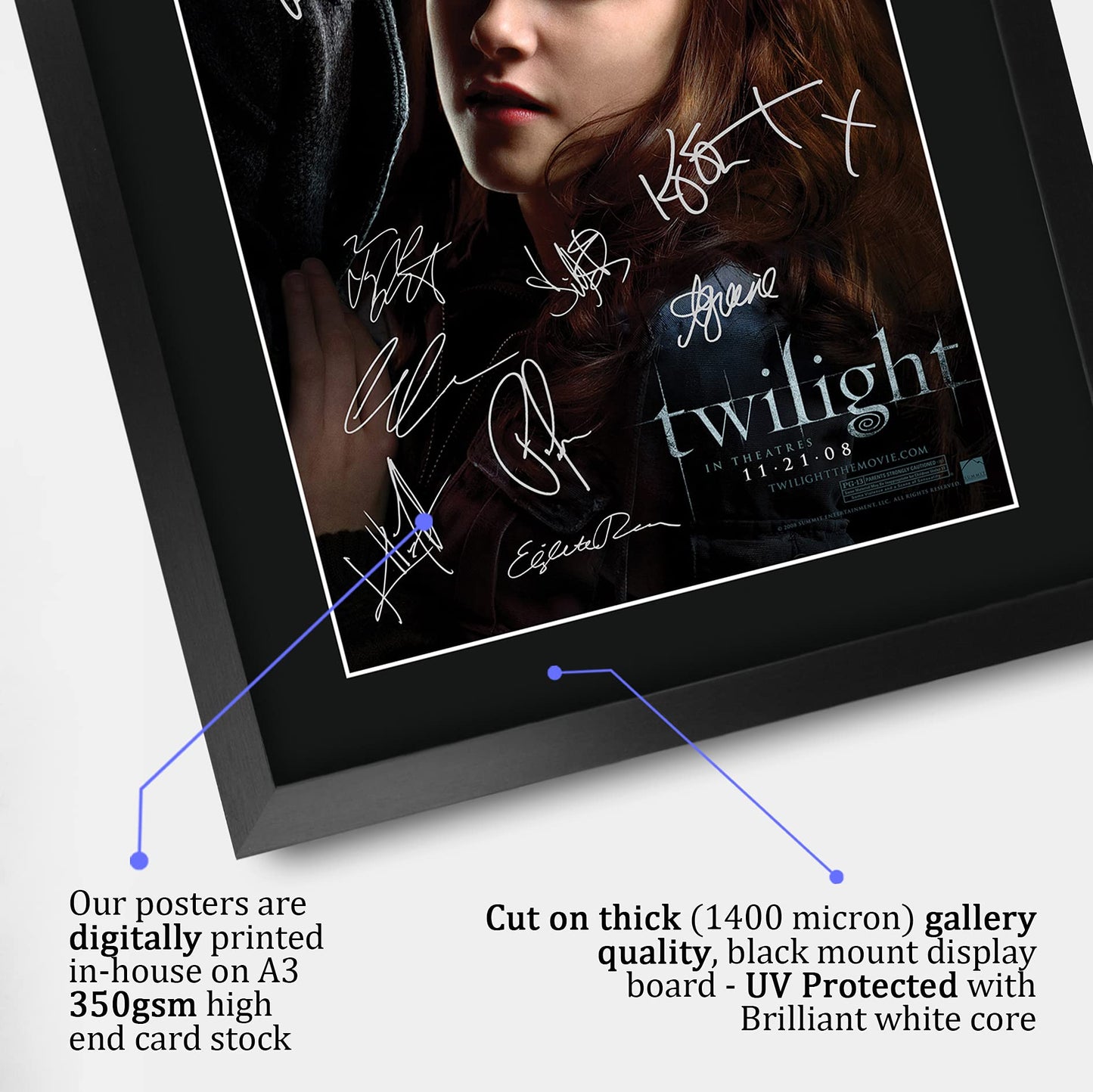 HWC Trading Twilight The Cast Kristen Stewart Robert Pattinson 16 x 12 inch Framed Gifts Printed Poster Signed Autograph Picture for Movie Memorabilia Fans - 16" x 12" Framed