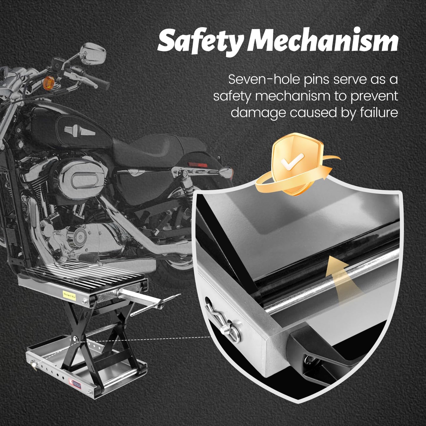 1500 LBS Motorcycle Jack, Thickened 0.48" Rubber Pad Motorcycle Stand Lift, Upgraded Labor-Saving Bearing, Steel Motorcycle Center Stand with Carrying Handle and Anti-Slip Bottom for Heavy ATV