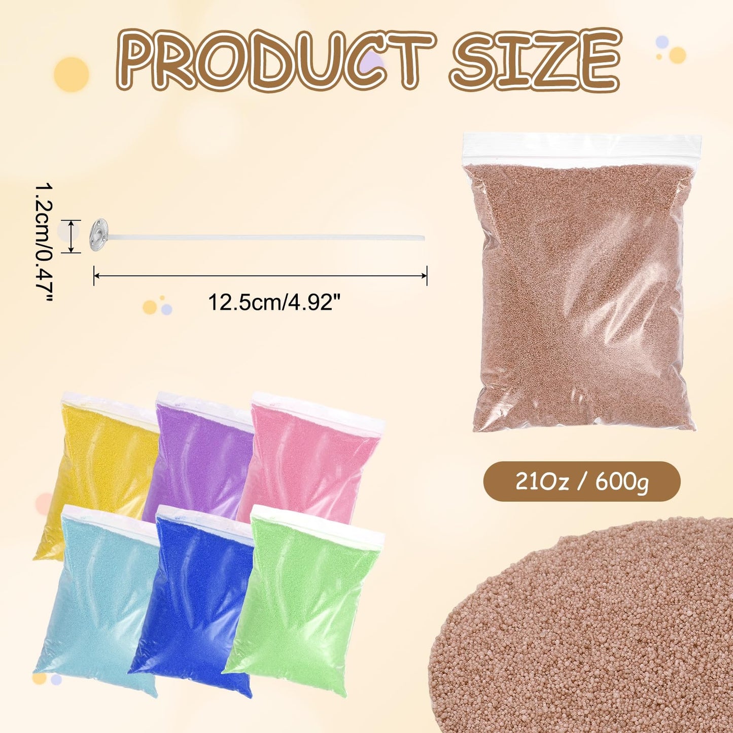 MECCANIXITY Pearled Sand Candles with 50 Pcs Wicks 21Oz / 600g Candle Beads Refillable Powder Sand Wax Making Kit for Thanksgiving Christmas Wedding Party DIY Home Crafts, Brown