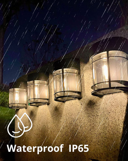 DOESLAG Solar Fence Lights Outdoor, 8 Pack Waterproof Solar Lights Outdoor, Outdoor Solar Light Fence Light for Garden Fence Post Step Stair Backyard