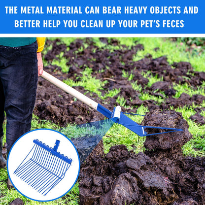 Tandefio 1 Pack Manure Fork Replacement Head Metal Pitchfork Horse Manure Rake Garden Pitch Fork Replacement Head with Angled Tines for Horse Stall Poop Picking up(Blue)