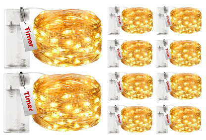 btfarm 10 Pack Fairy Lights with Timer, 10FT 30LED Battery Operated Twinkle Lights Waterproof, Copper Wire Christmas String Lights for Indoor Outdoor Xmas Tree Wedding Party Holiday Decorations