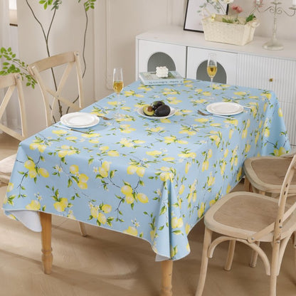 Walrus Heavy Duty Vinyl Tablecloth with Flannel Backing Waterproof Oil-Proof Plastic Table Cloth Stain-Resistant Wipeable Rectangle or Square Table Cover for Indoor and Outdoor (Lemon, 60x102 Inch)