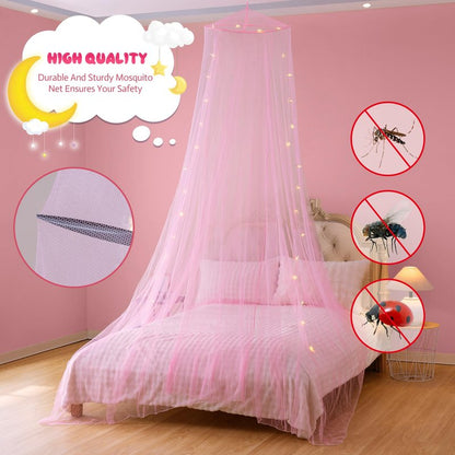 lazyzzz Bed Canopy for Girls Room Bed Drapes, Boho Bed Canopy Curtains Mosquito Net for Queen King Size Kids Bed, Princess Ceiling Play Tent for Children Reading Nook